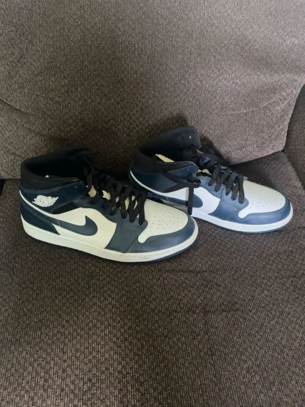 Jordan 1 Mid Armory Navy Sneakers - Navy & White.